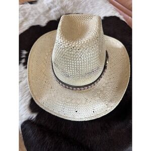 Distressed straw cowboy hat Bailey U-Rollit Cowboy hat, Vintage Size 7 3/8  B17